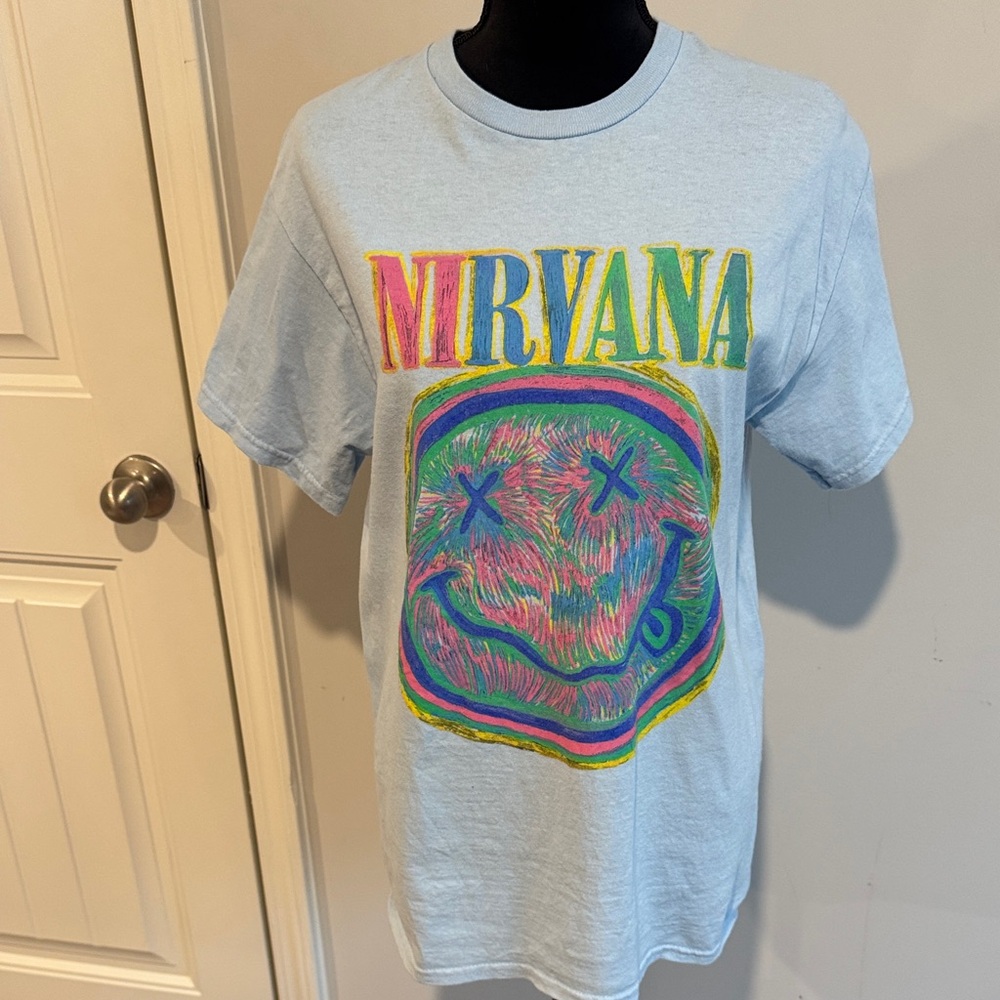 NIRVANA Light Blue Graphic Tee